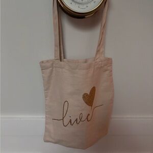 Live Heart Beige Tote Bag